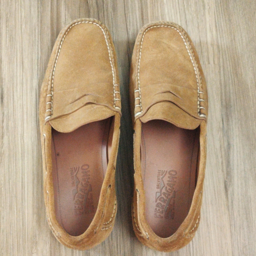 Salvatore Ferragamo Tan Suede Loafers size 9.5 in Europe or 10.5 in US